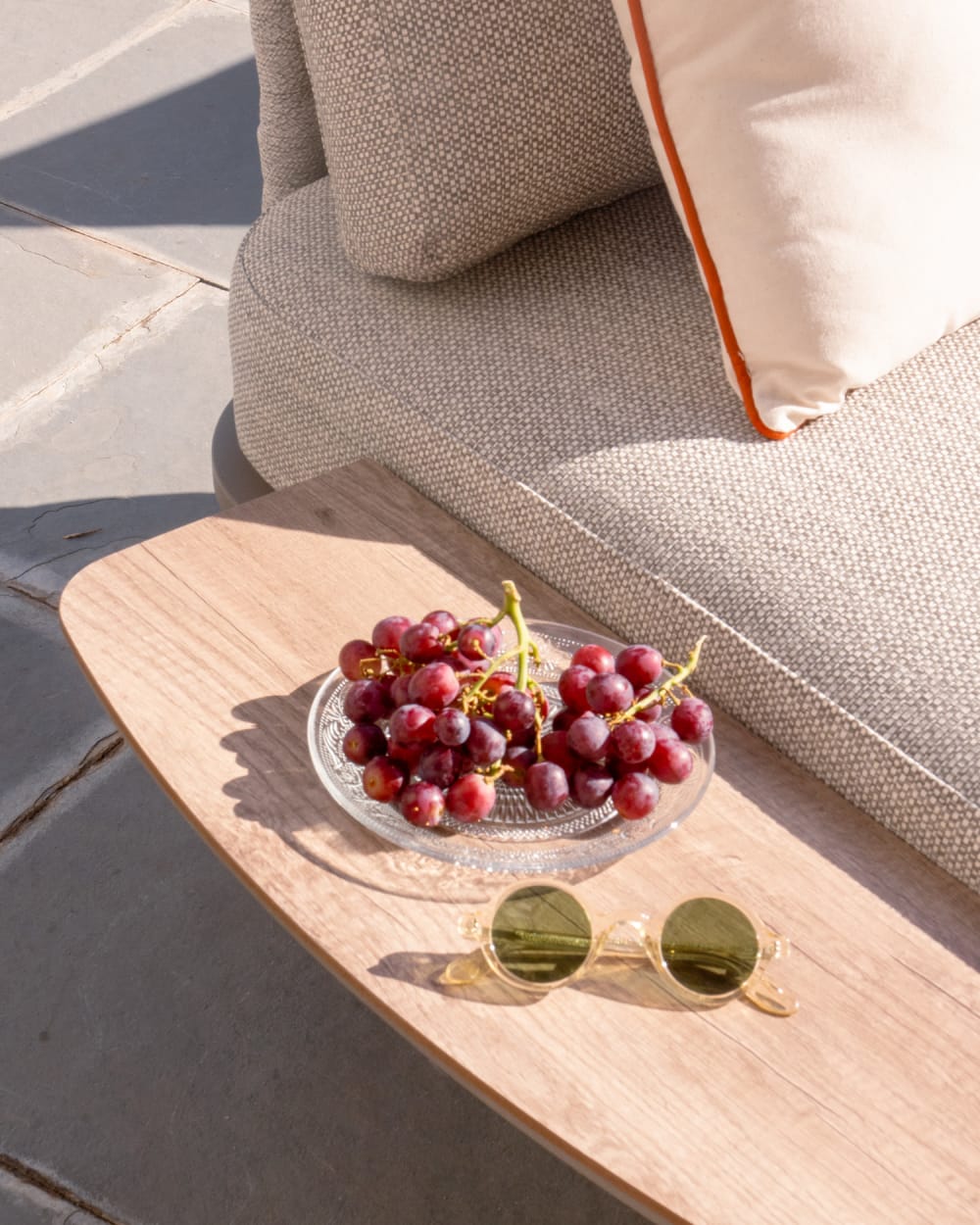 Table d'appoint de jardin modulable taupe et imitation bois - Maisons du Monde