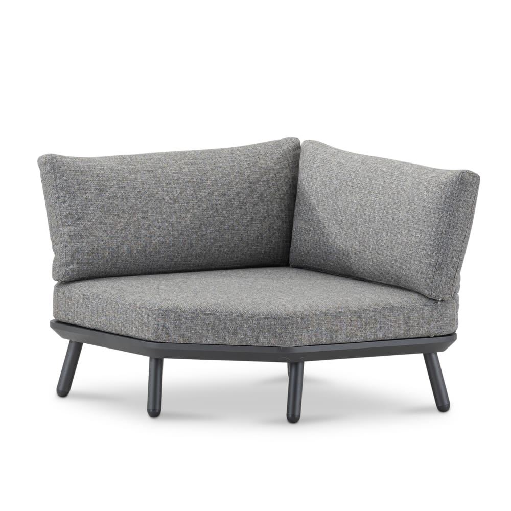 Fauteuil de jardin d'angle modulable en corde anthracite et gris
