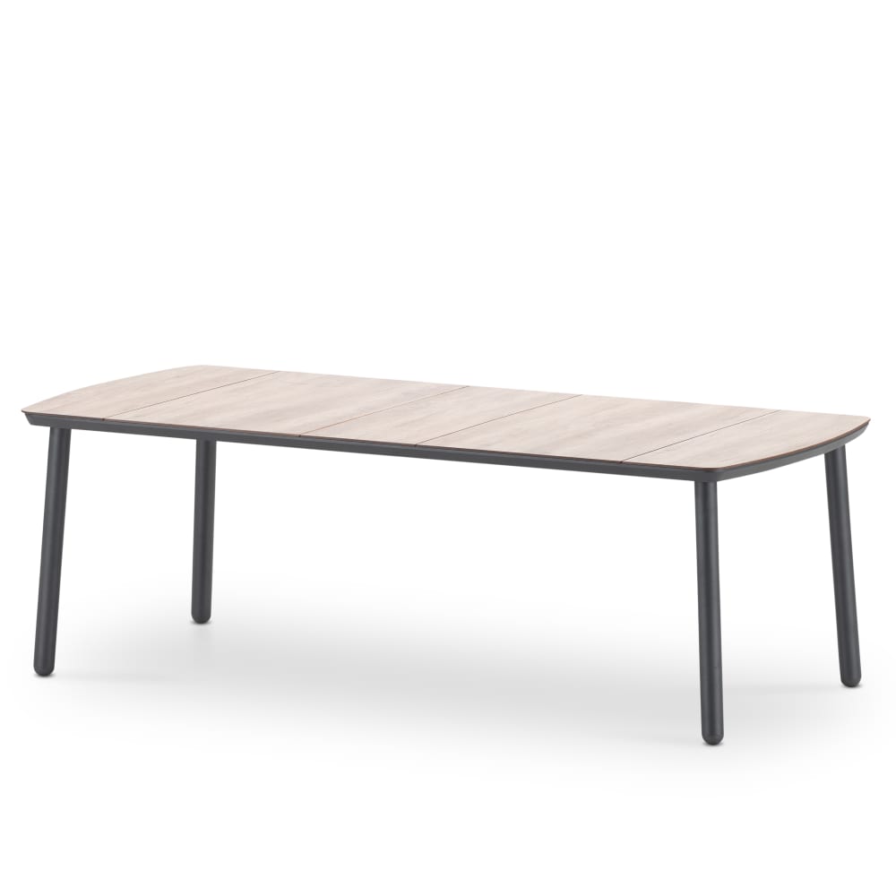 Table à manger de jardin anthracite et HPL imitation bois 200x100