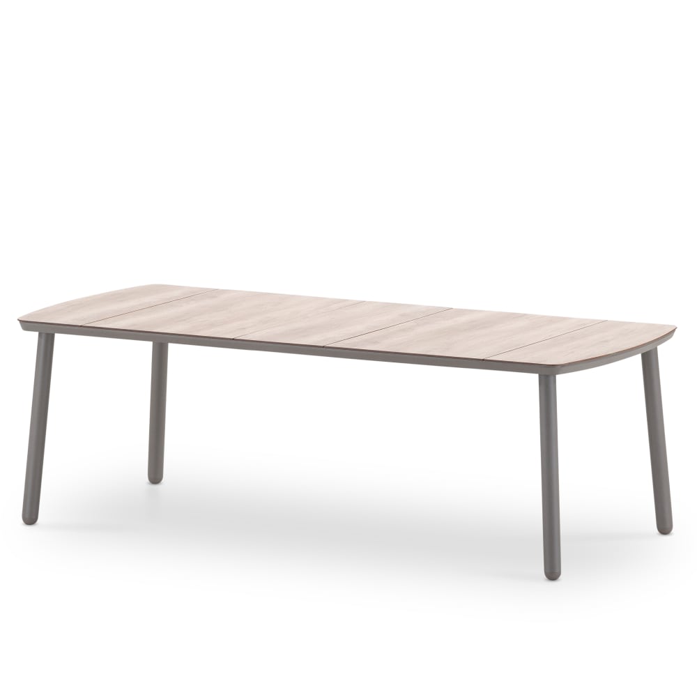 Table à manger de jardin taupé et HPL imitation bois 200x100