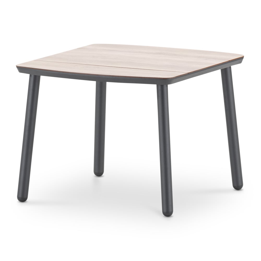 Table à manger de jardin anthracite et HPL imitation bois 100x95
