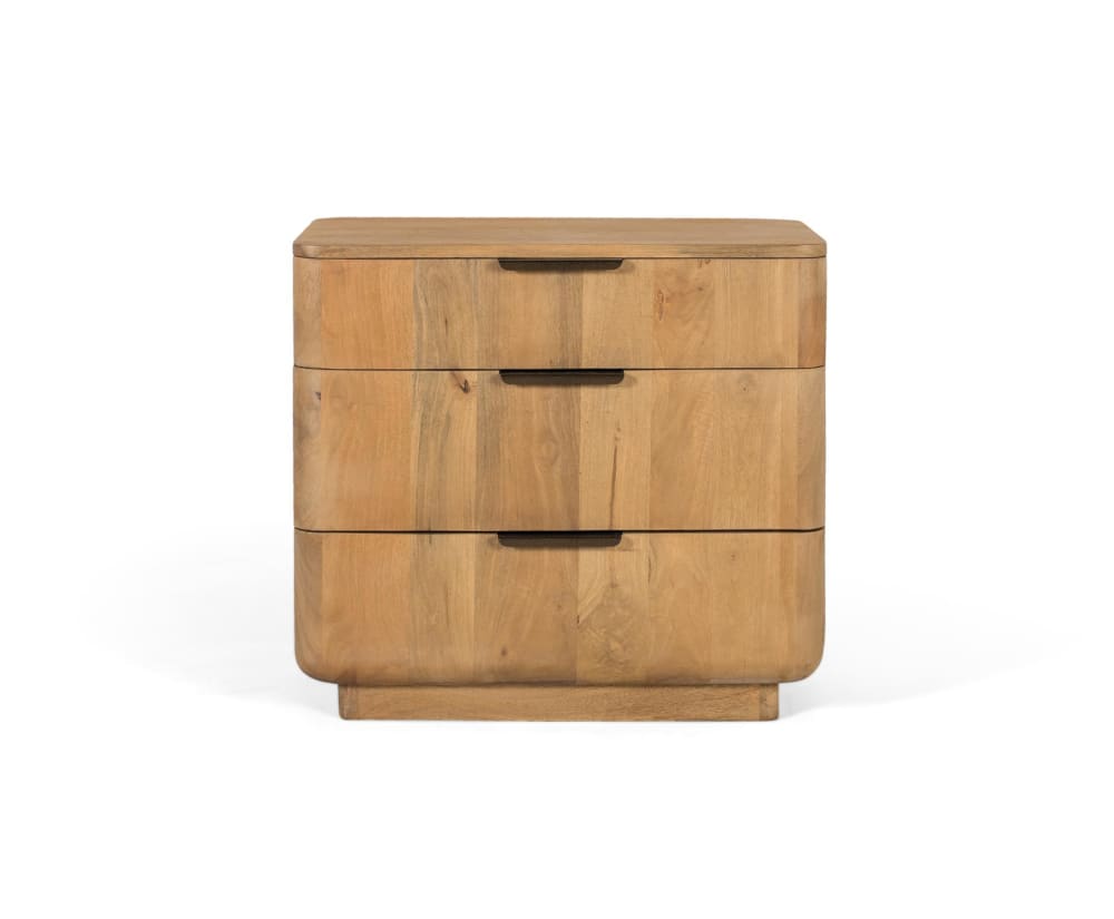 Table de nuit en manguier aux coins arrondis