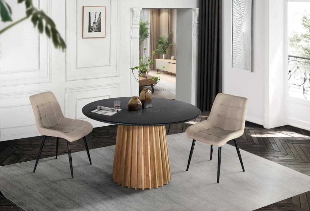Set aus zwei Stühlen mit beigem Stoffbezug - Maisons Du Monde