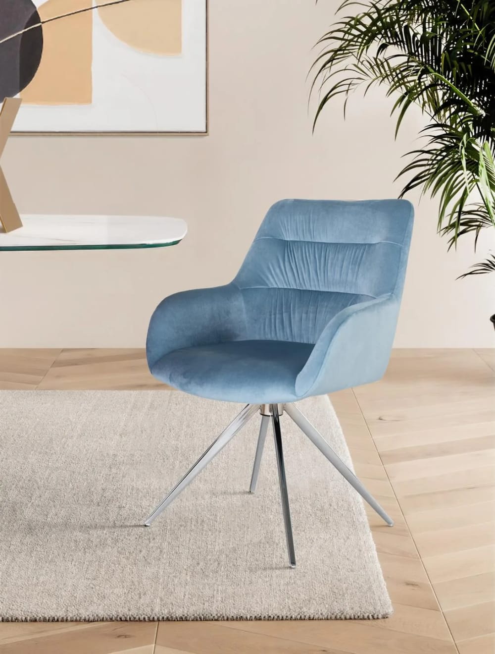 2er Set Sessel gepolstert mit Samt in Blau - Maisons Du Monde
