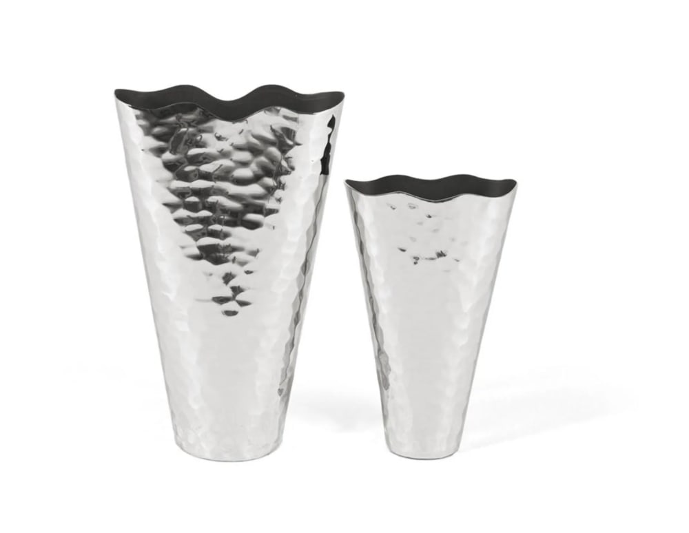 GINER Y COLOMER 2er Set Vasen aus glänzendem Aluminium style modern Grau Aluminium