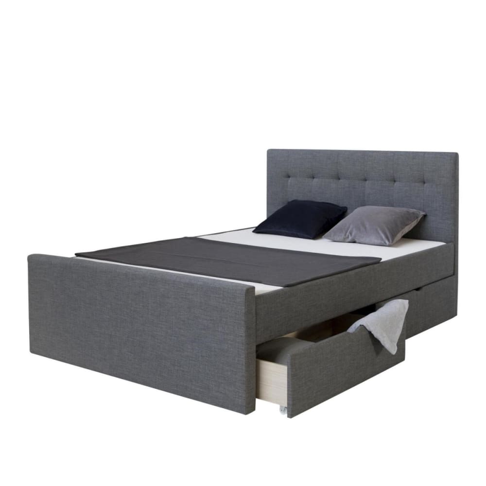 Lit Double Rembourré 160x200 cm en Gris Élégant
