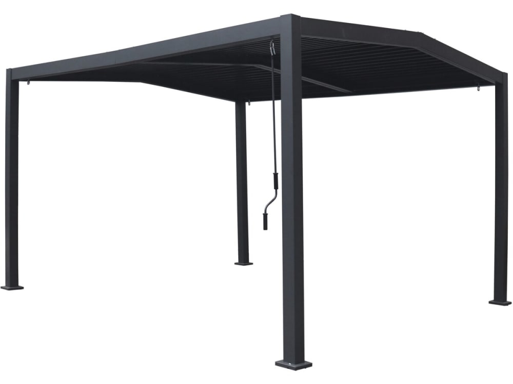Pergola bioclimatique aluminium gris 338 x 392 x 242 cm