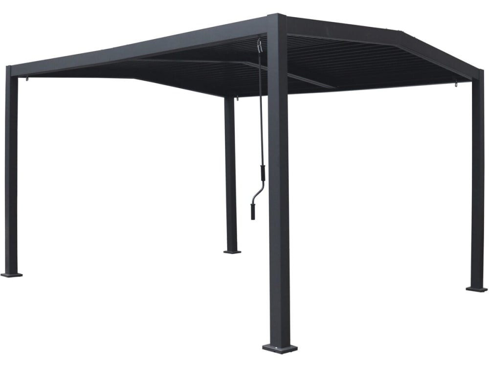 Pergola bioclimatique en aluminium gris 338 x 392 x 242 cm