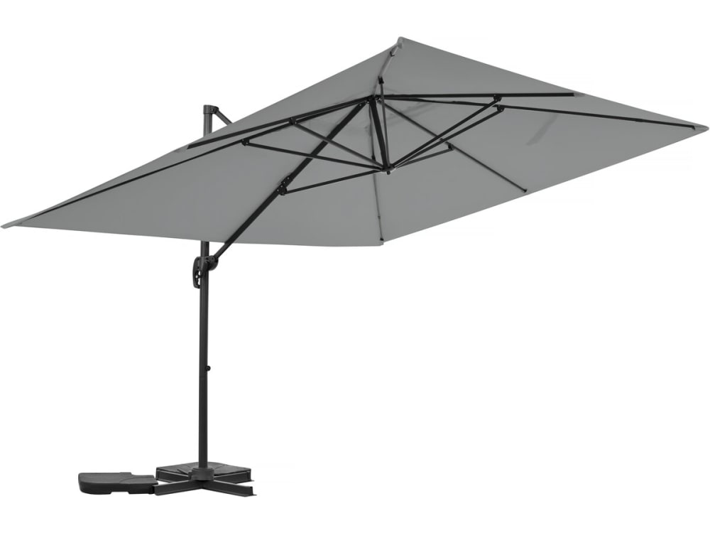 Parasol jardin aluminium gris 370 x 278 x 261 cm