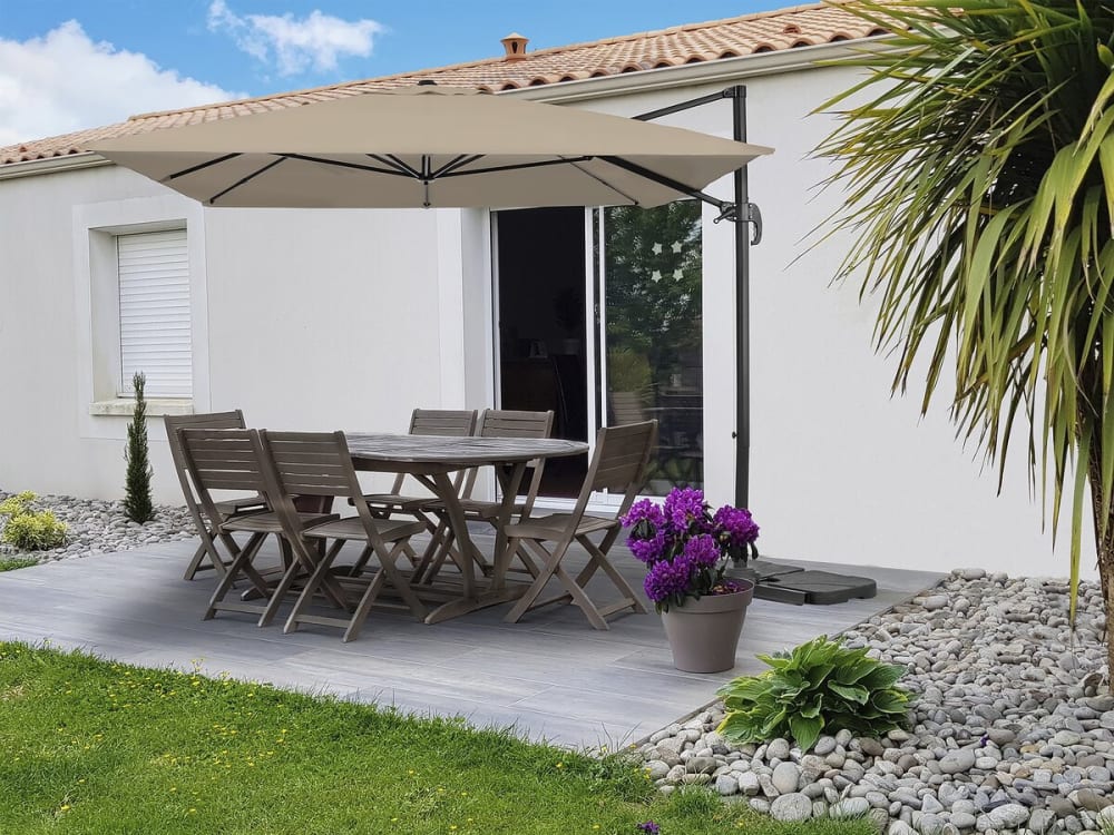 Parasol jardin en aluminium taupe 370 x 278 x 261 cm