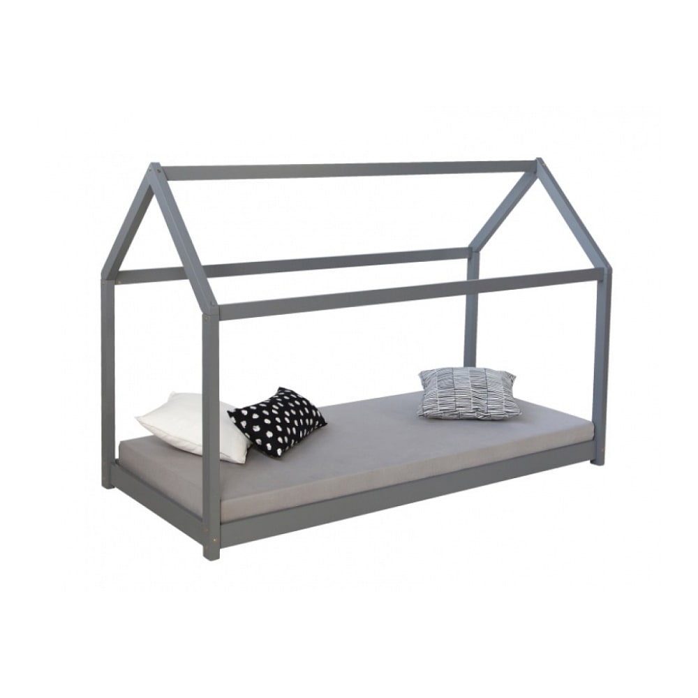 Lit cabane enfant gris
