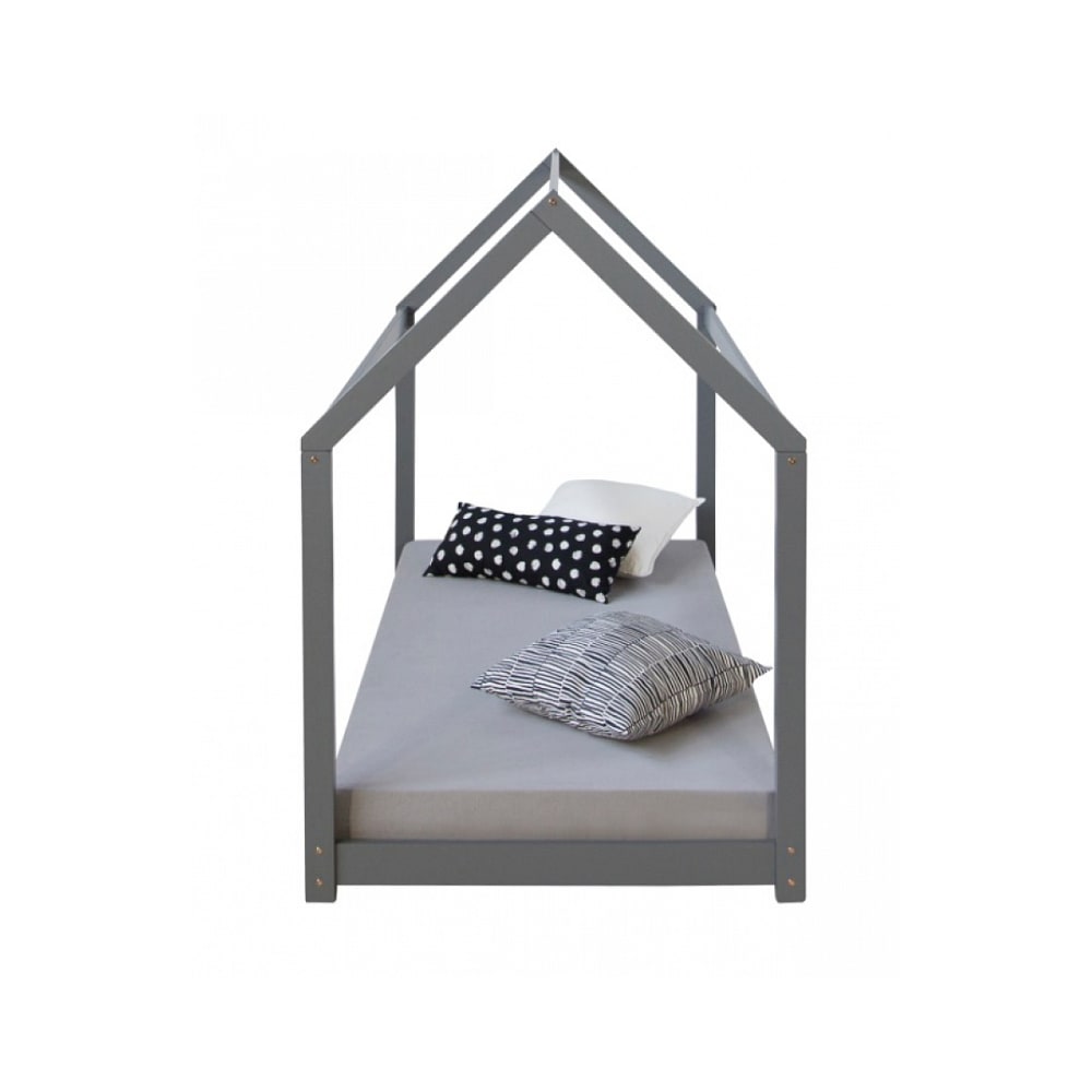 Lit cabane enfant gris 80 x 160 cm - Un espace de rêve
