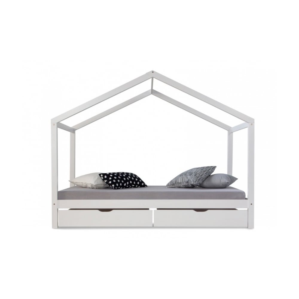 Lit cabane enfant 90x200 avec tiroirs bois Blanc - Maisons du Monde