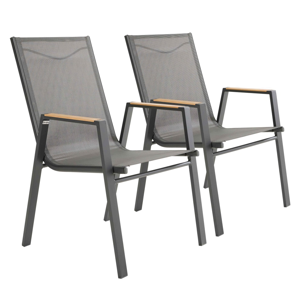 Lot de 2 chaises de jardin en aluminium et textilène