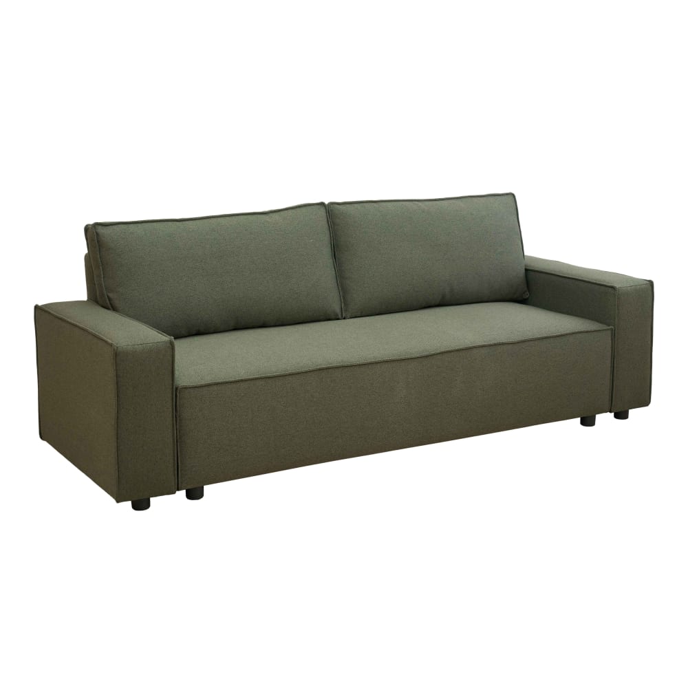 Canapé convertible en tissu 3 places vert L 220 cm