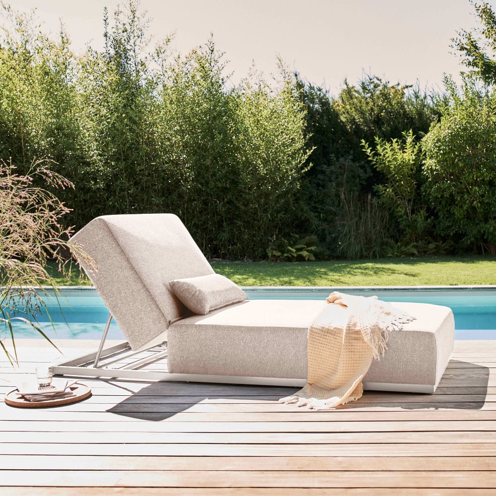 Bain de soleil avec coussin inclinable 5 positions beige