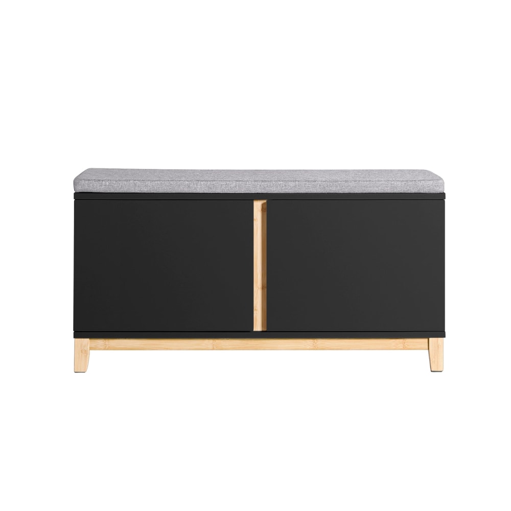 SoBuy Schuhbank Sitzbank Schuhtruhe aus MDF(E1) PB(E1) Bambus Schwarz style modern Schwarz Spanplatte