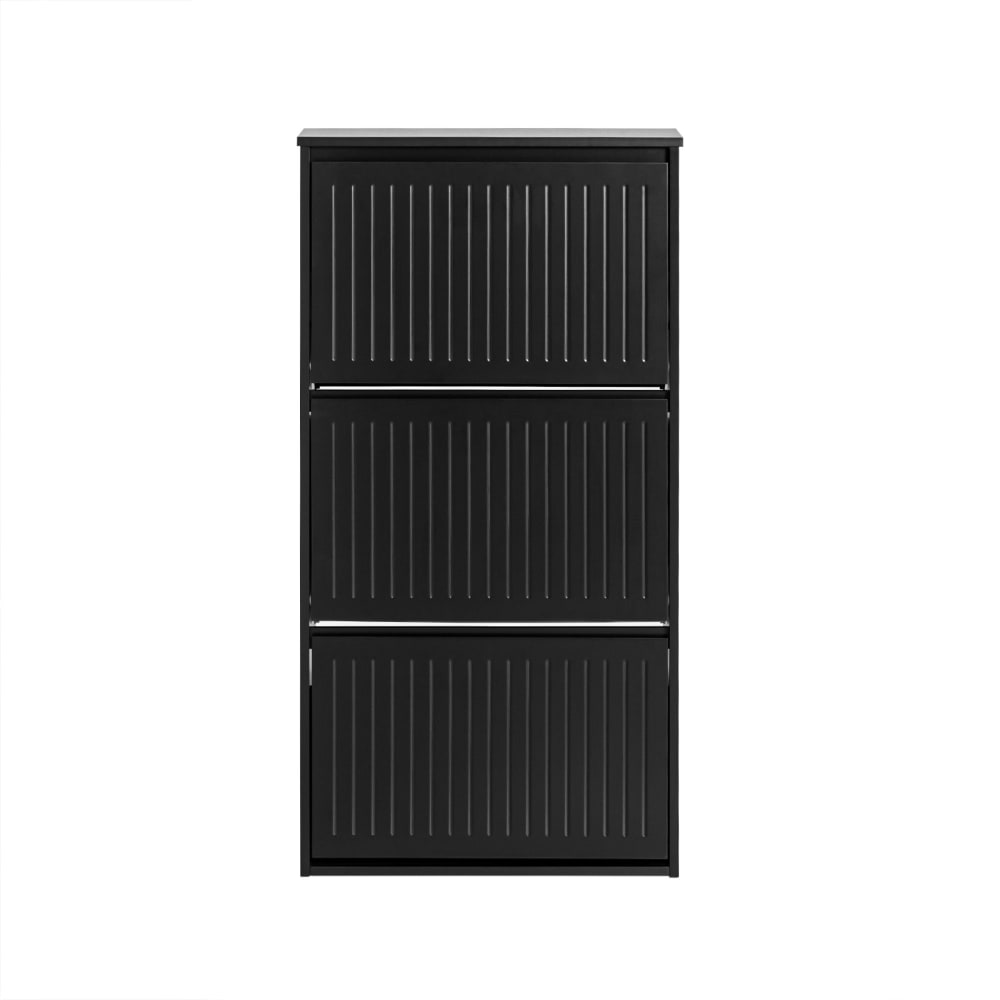 SoBuy Schuhkipper Schuhablage Schuhregal Schuhkommode aus MDF(E1) Schwarz Schwarz Spanplatte