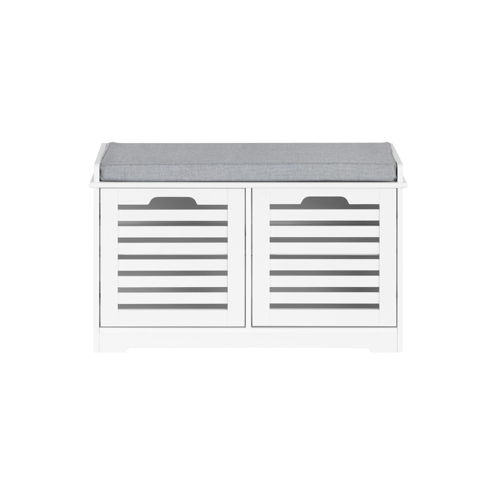 Banc à chaussures avec coussin rembourré, 2 portes et 4 compartiments