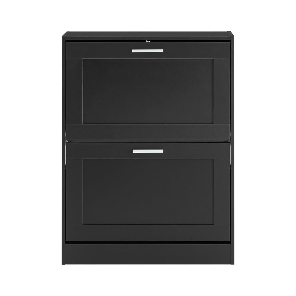 Meuble à chaussures effet bois noir avec 2 abattants