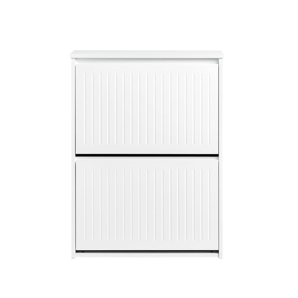 SoBuy Schuhkipper Schuhablage Schuhschrank Schuhkommode aus MDF(E1) Weiß Weiß Spanplatte