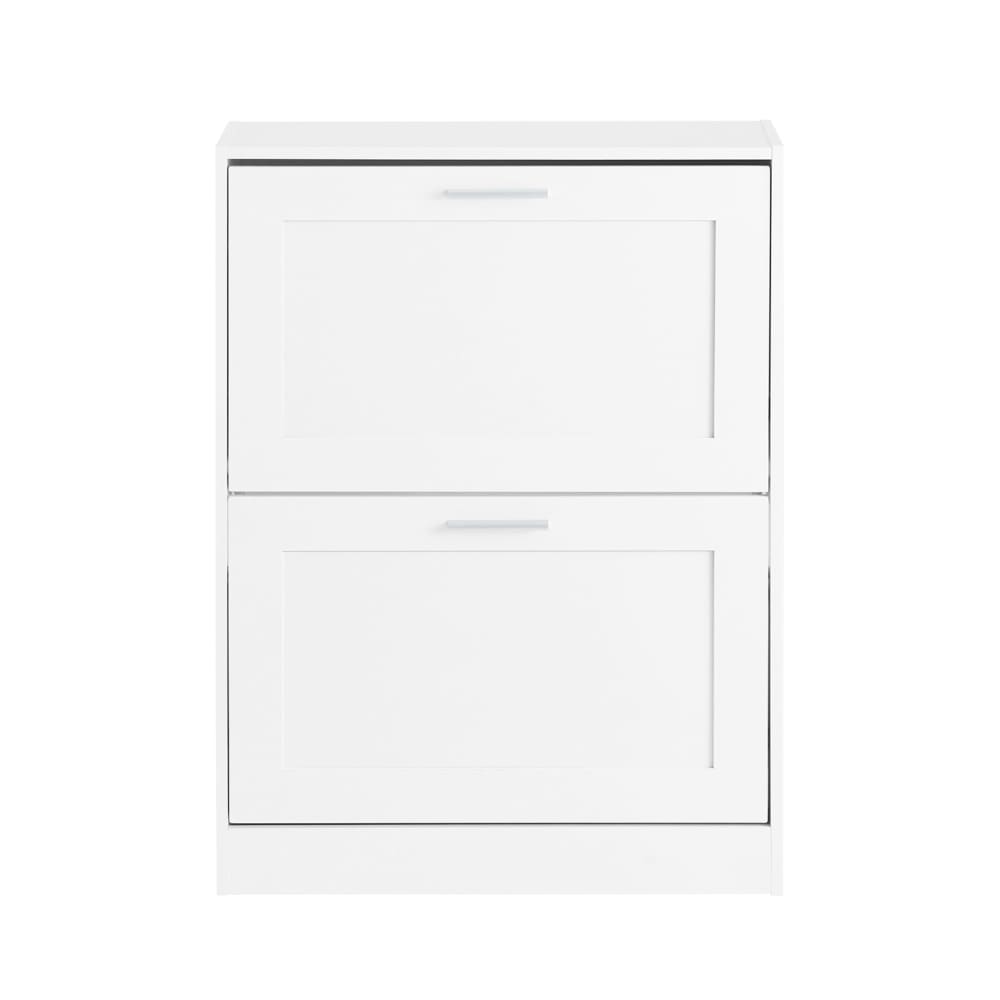 Meuble à chaussures effet blanc noir avec 2 abattants