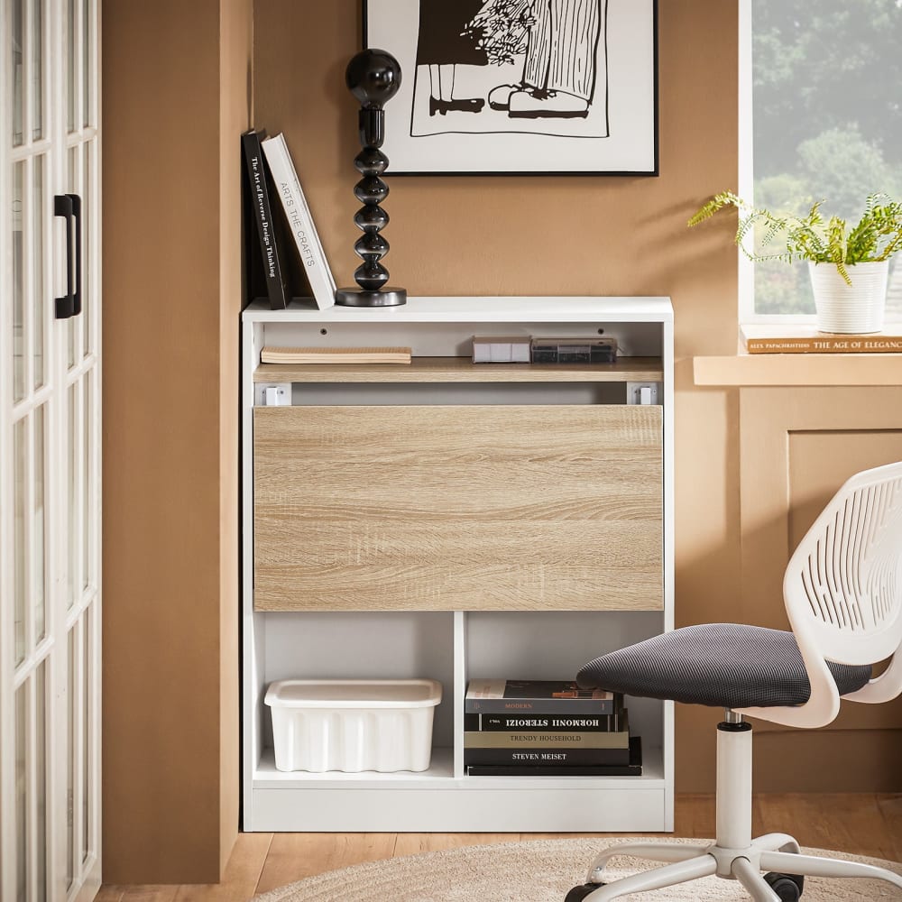 Klapptisch Schrank Klappbarer aus MDF(E1) Gummiholz Weiß und