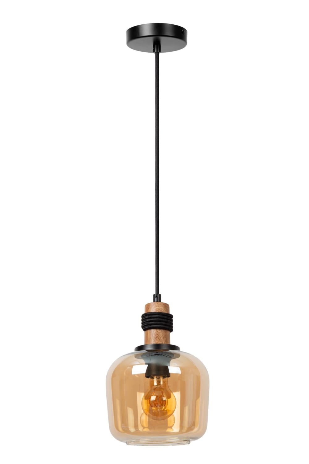 Suspension verre 1 lumière verre ambré 18 cm — vue 4