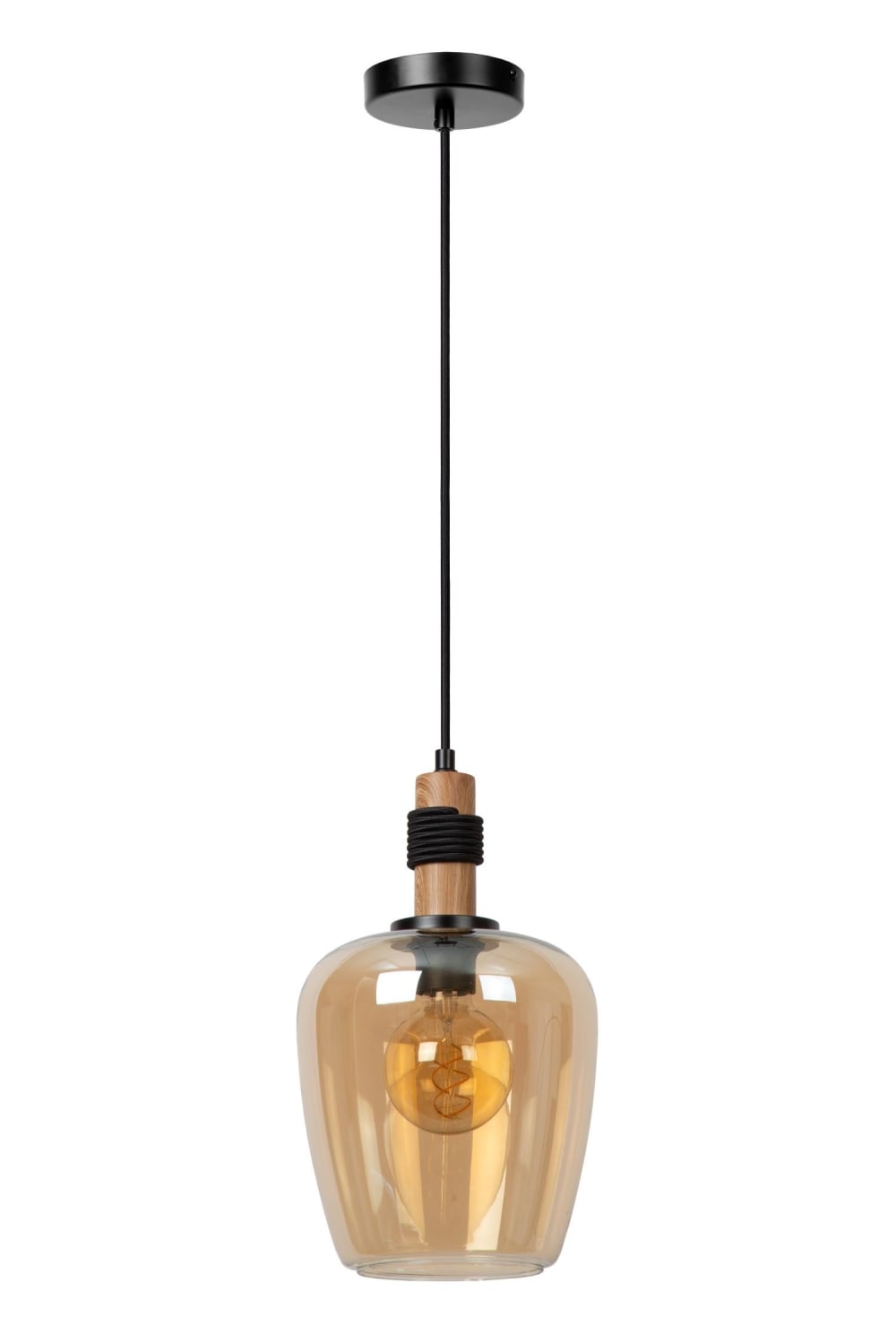 Suspension verre 1 lumière verre ambré 22 cm — vue 4