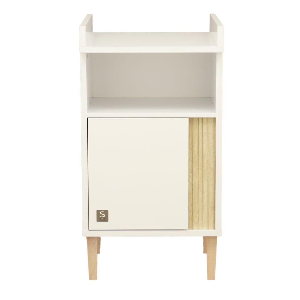 Sauthon Wickelkommode mit strukturiertem Holzimitatdetail und Holzfüßen WEISS SPANPLATTE Baby