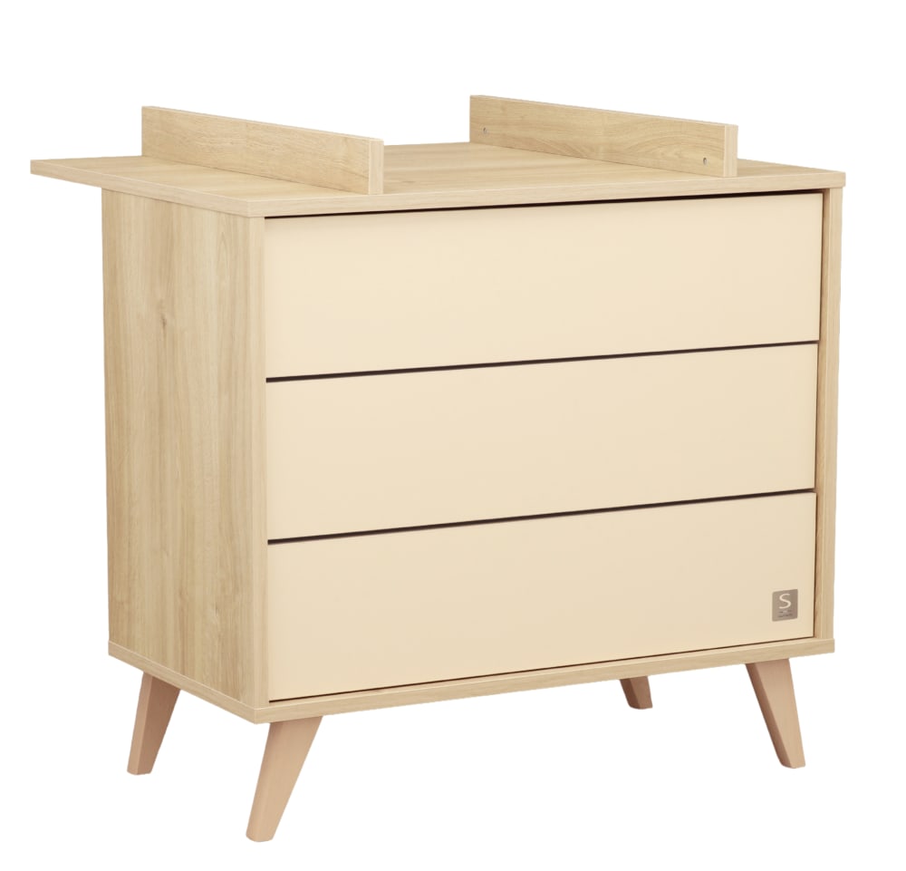 Commode 3 tiroirs sur pieds bois obliques
