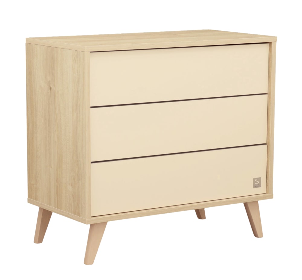 Kommode mit 3 Schubladen auf schrägen Holzbeinen - Maisons Du
