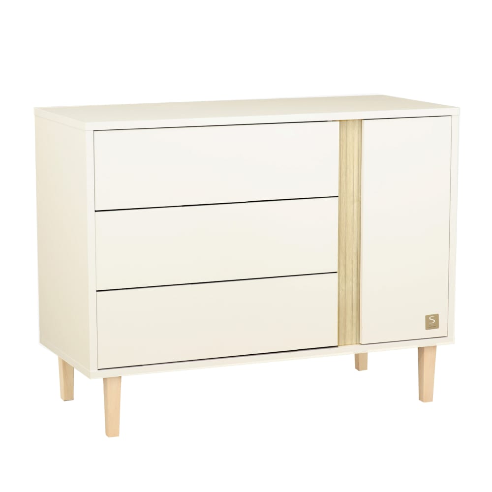 Commode 3 tiroirs et 1 porte pieds bois