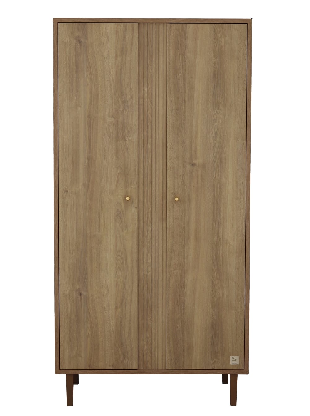 Armoire 2 portes avec détail imitation bois texturé et pieds bois - Maisons du Monde