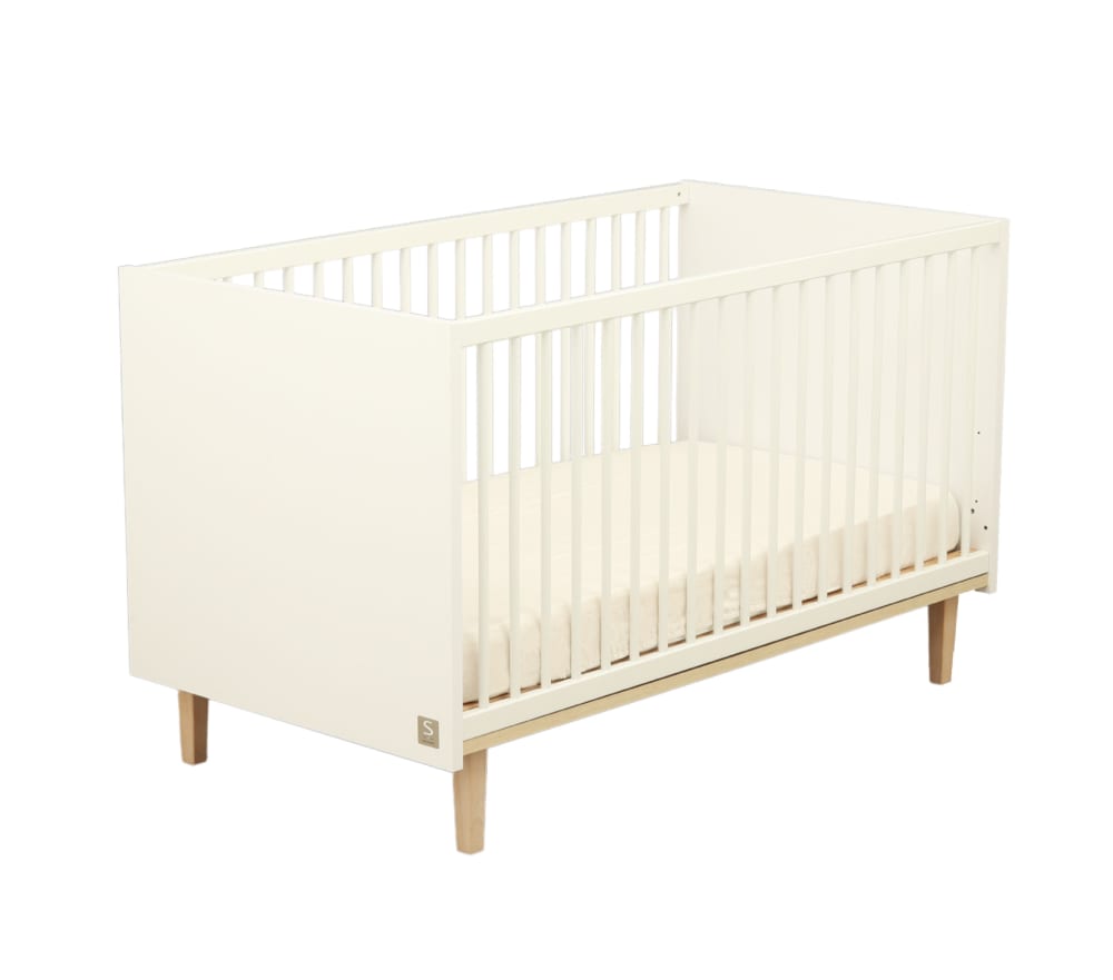 Sauthon Ausziehbares Bett 140x70 - Little Big bed auf Holzfüßen WEISS SPANPLATTE Baby