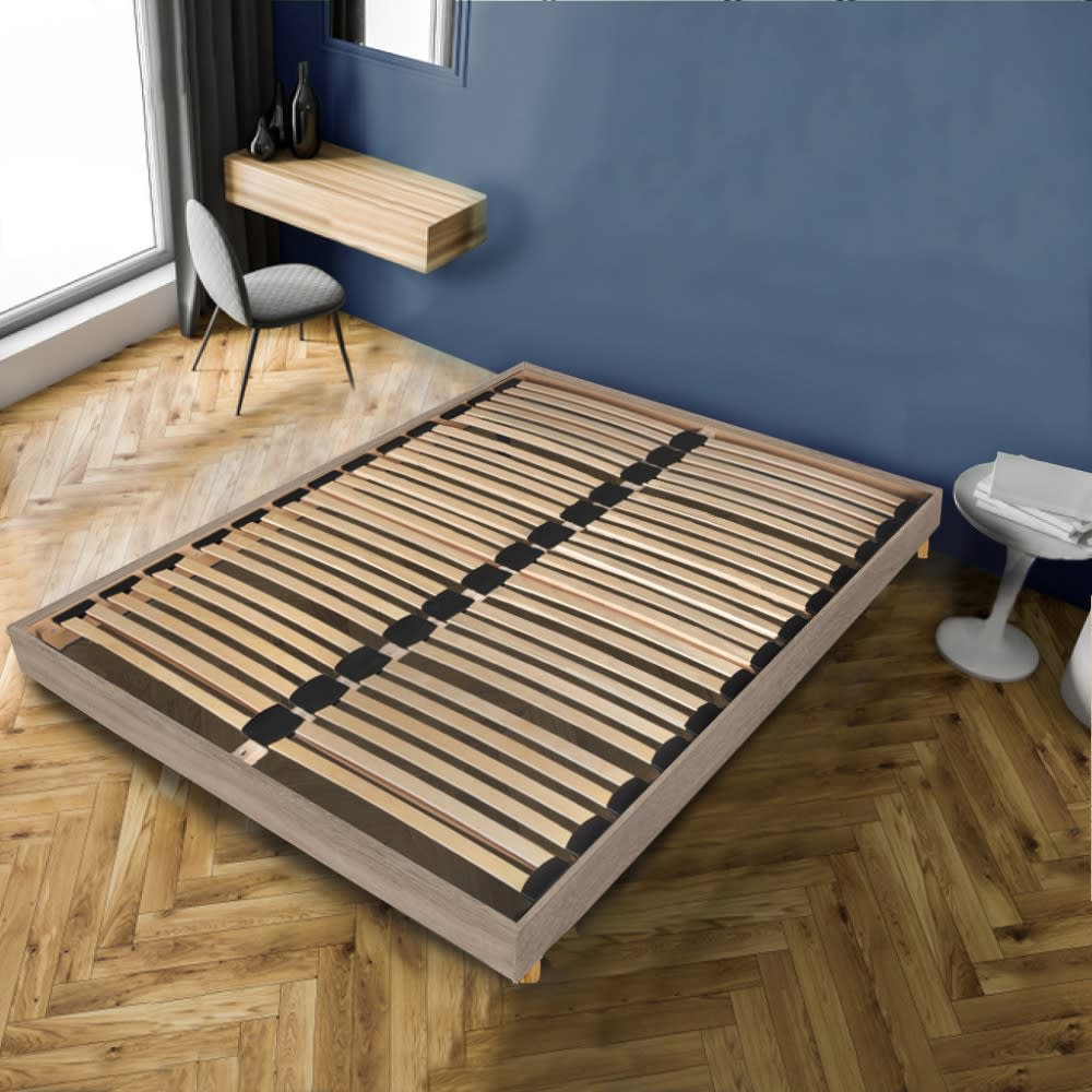 Sommier sur pied décor chêne grisé 160x200 cm - Maisons du Monde