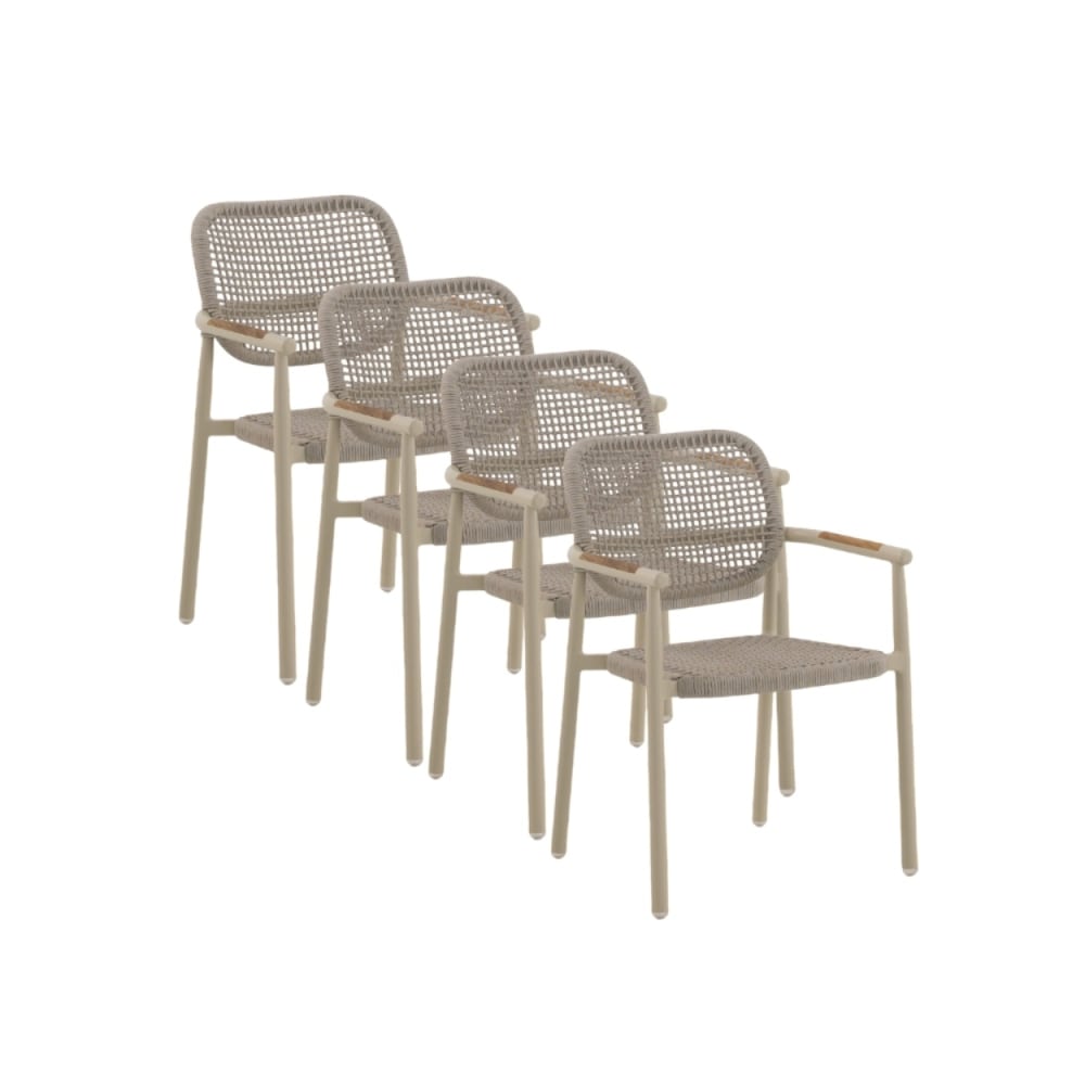 Lot de 4 fauteuils en aluminium tressés en corde couleur sable - Maisons du Monde