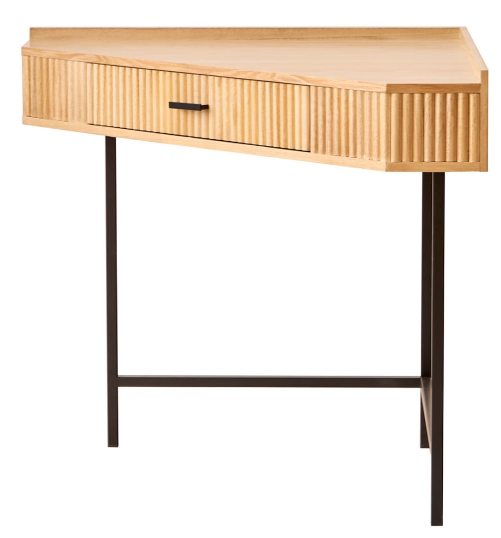 Eckschreibtisch aus Holz und Metall mit 1 Schublade - Maisons Du