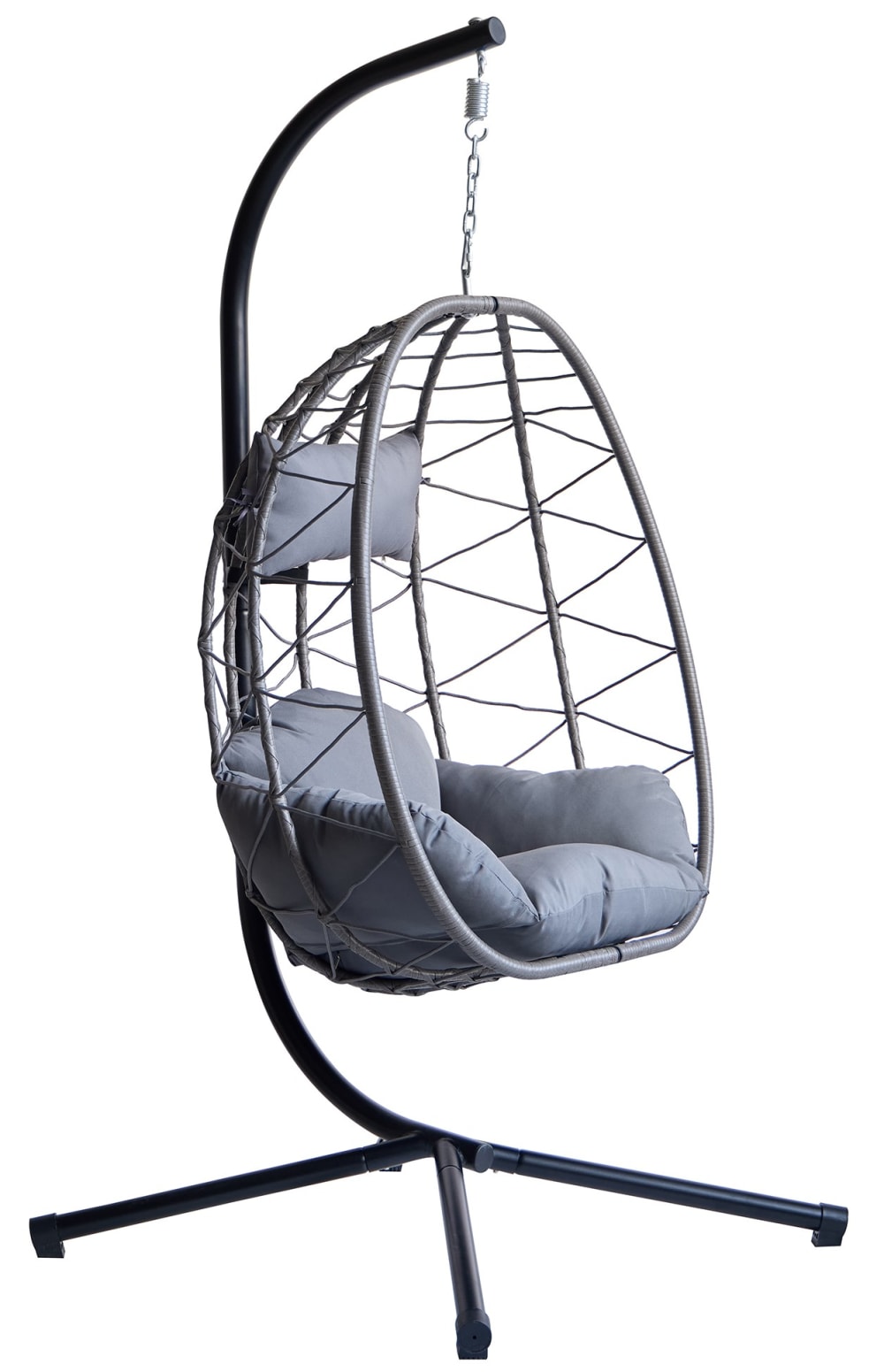 Fauteuil suspendu en rotin et metal noir