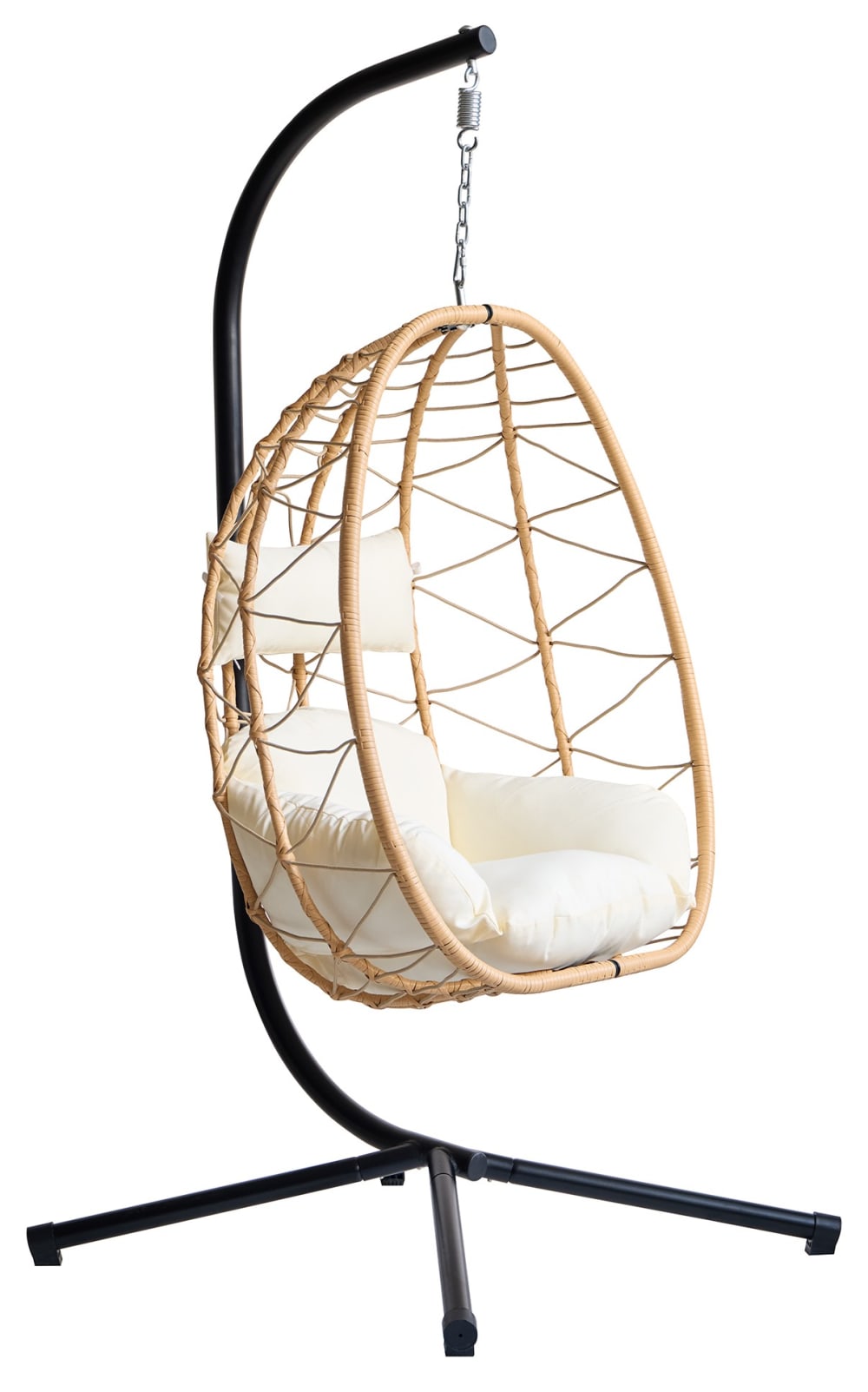Fauteuil suspendu en rotin et metal marron