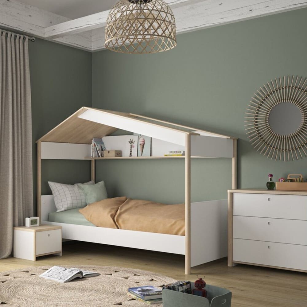 Commode 3 tiroirs H80 cm - Effet Blanc et Bois - Maisons du Monde