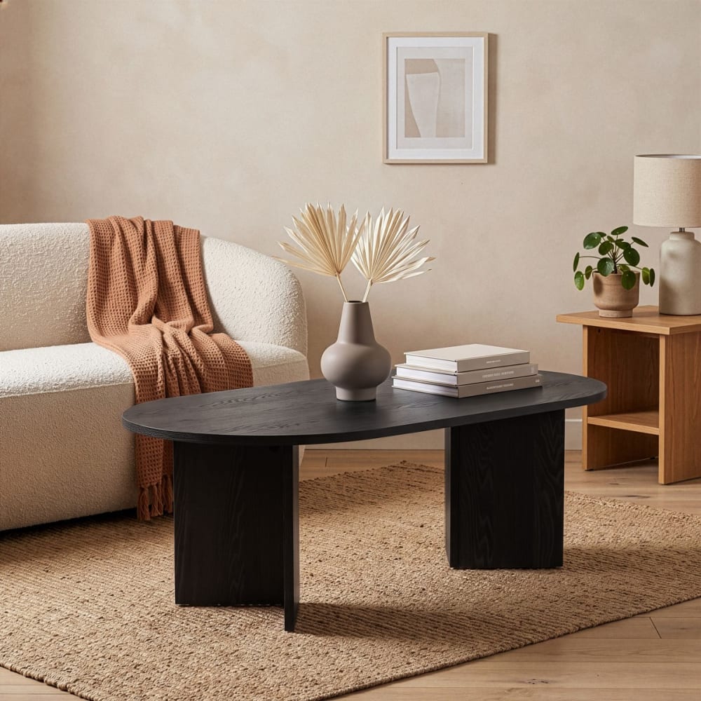 Table basse ovale - l119 cm - chêne noir - Maisons du Monde