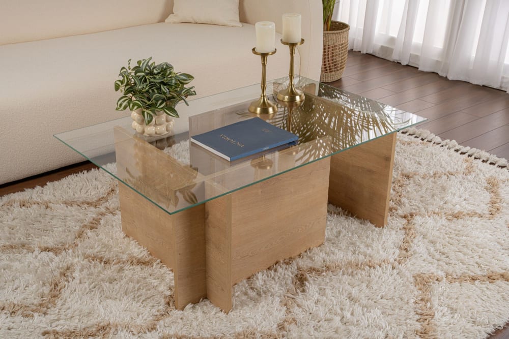 Table basse en verre marron 105 x 65 x 40 cm - Maisons du Monde