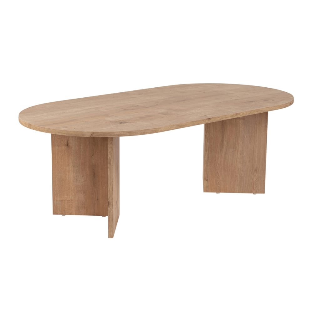 Calicosy Couchtisch Ovaler L119 cm - Eichenoptik style modern Braun Spanplatte