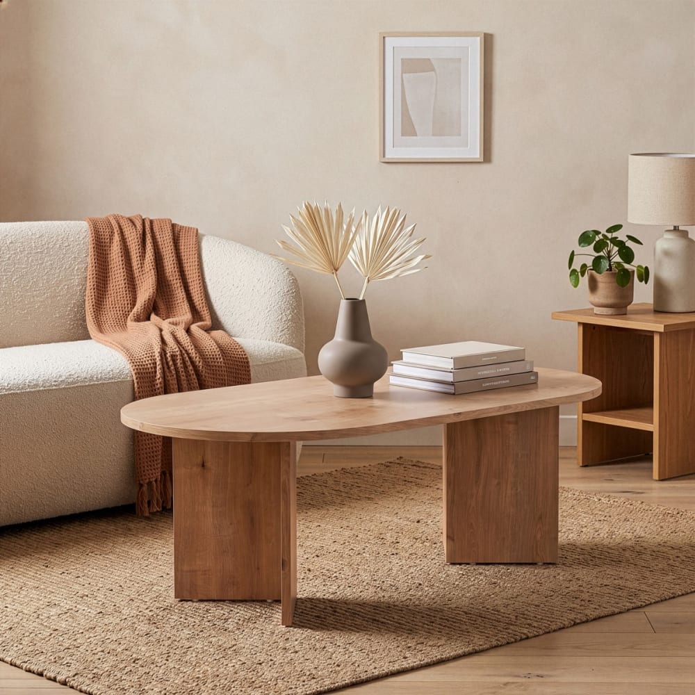 Table basse ovale - l119 cm - chêne - Maisons du Monde