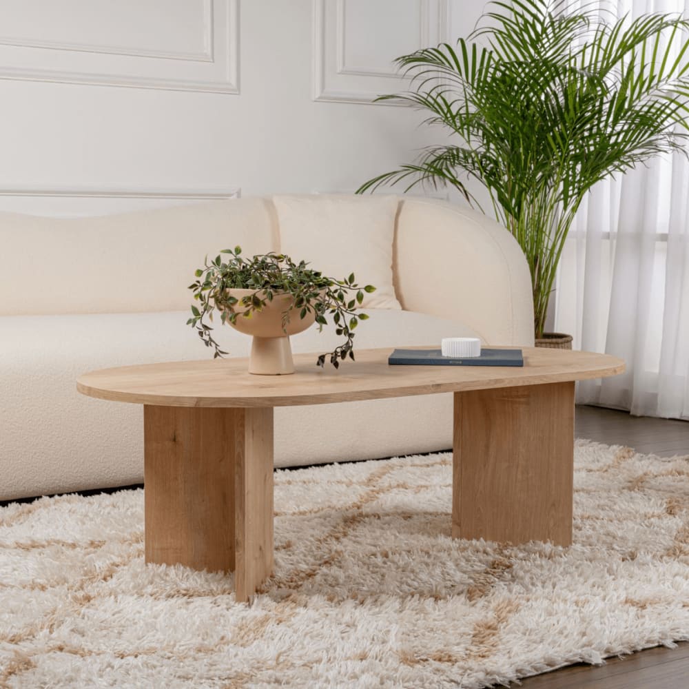 Table basse ovale - L119 cm - Effet Chêne