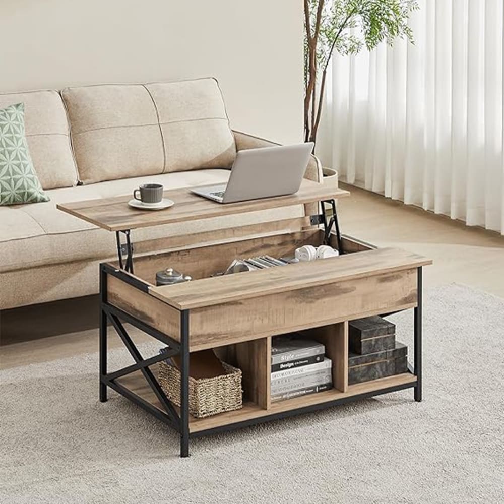 Table basse avec plateau relevable - L100 cm - Marron