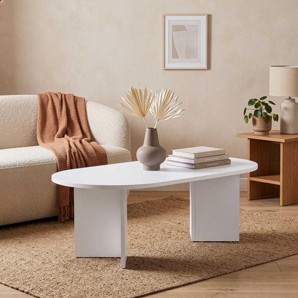 Table basse ovale - l119 cm - blanc - Maisons du Monde