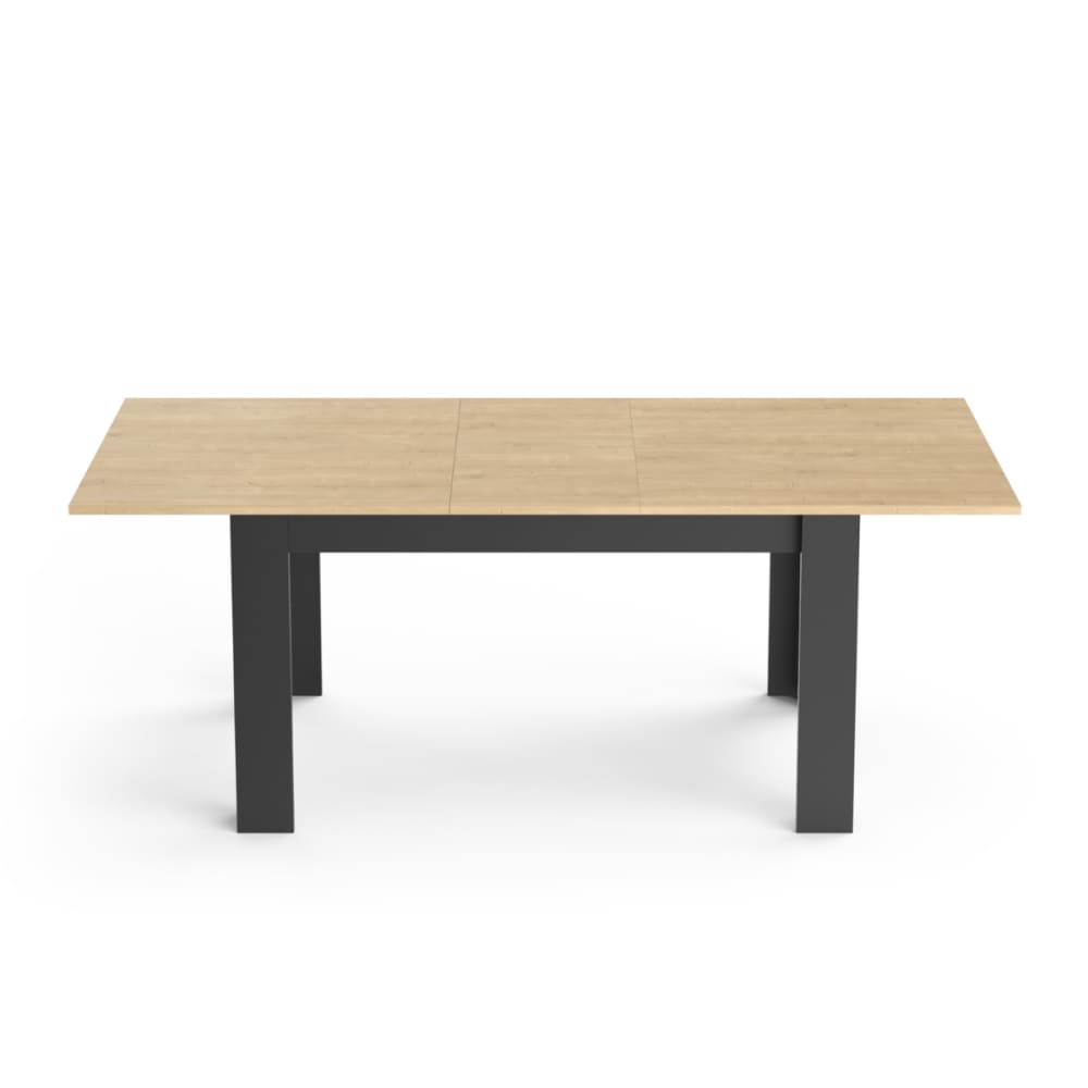 Table extensible de 160 à 200 cm décor chêne hamilton et noir mat