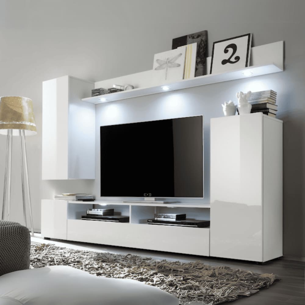 Ensemble tv complet façades blanc brillant - l201 cm - Maisons du Monde